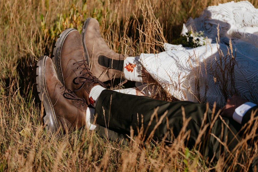 custom embroidered socks with dogs face on them for elopement accessories